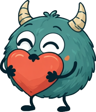 Scribble Horns hugging a heart
