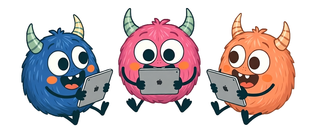 Three Scribble Horns drawing on their own iPads